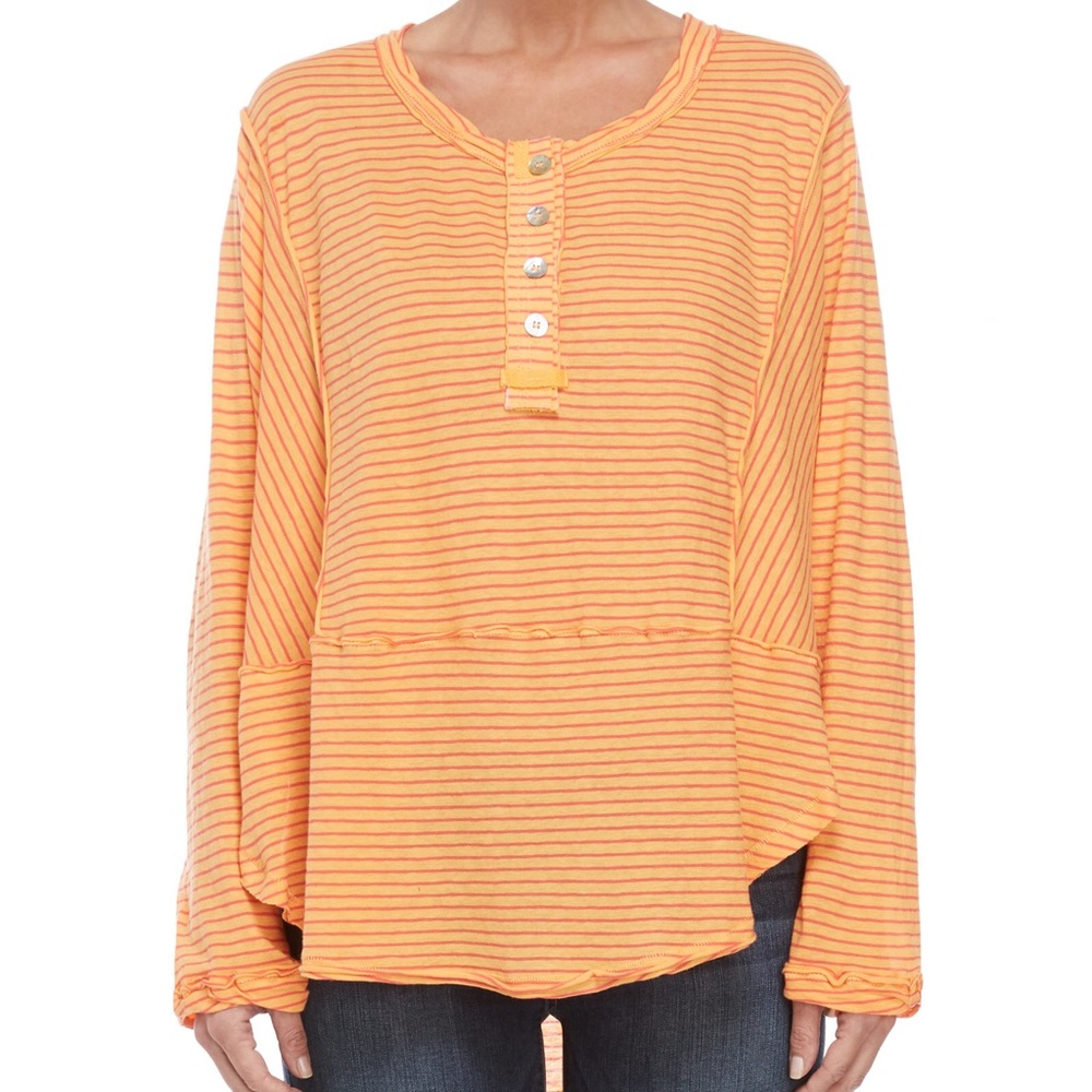 FREE PEOPLE Stripe Long Sleeve Henley Size Small